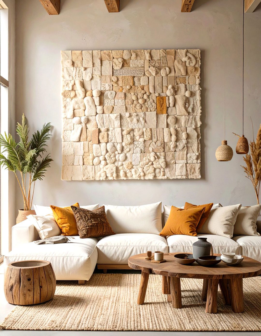 Hanging Textured Wall Art - 30 what is wabi-sabi interior design ideas