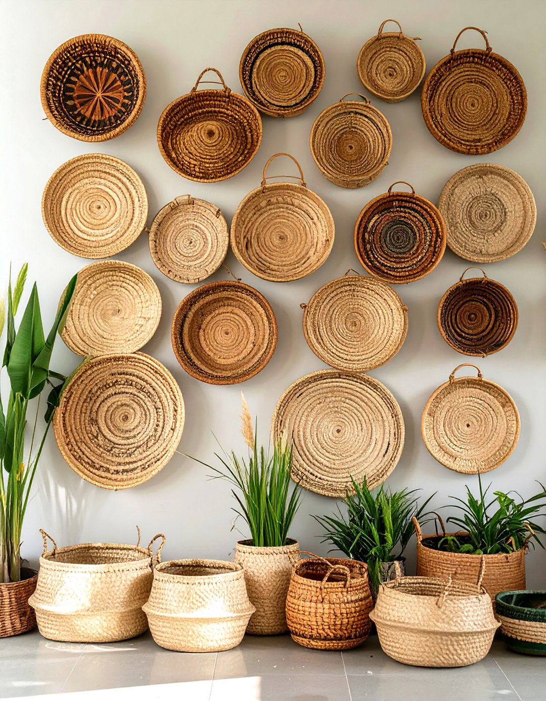 Hanging Woven Baskets on the Wall - 30 what is bohemian interior design ideas