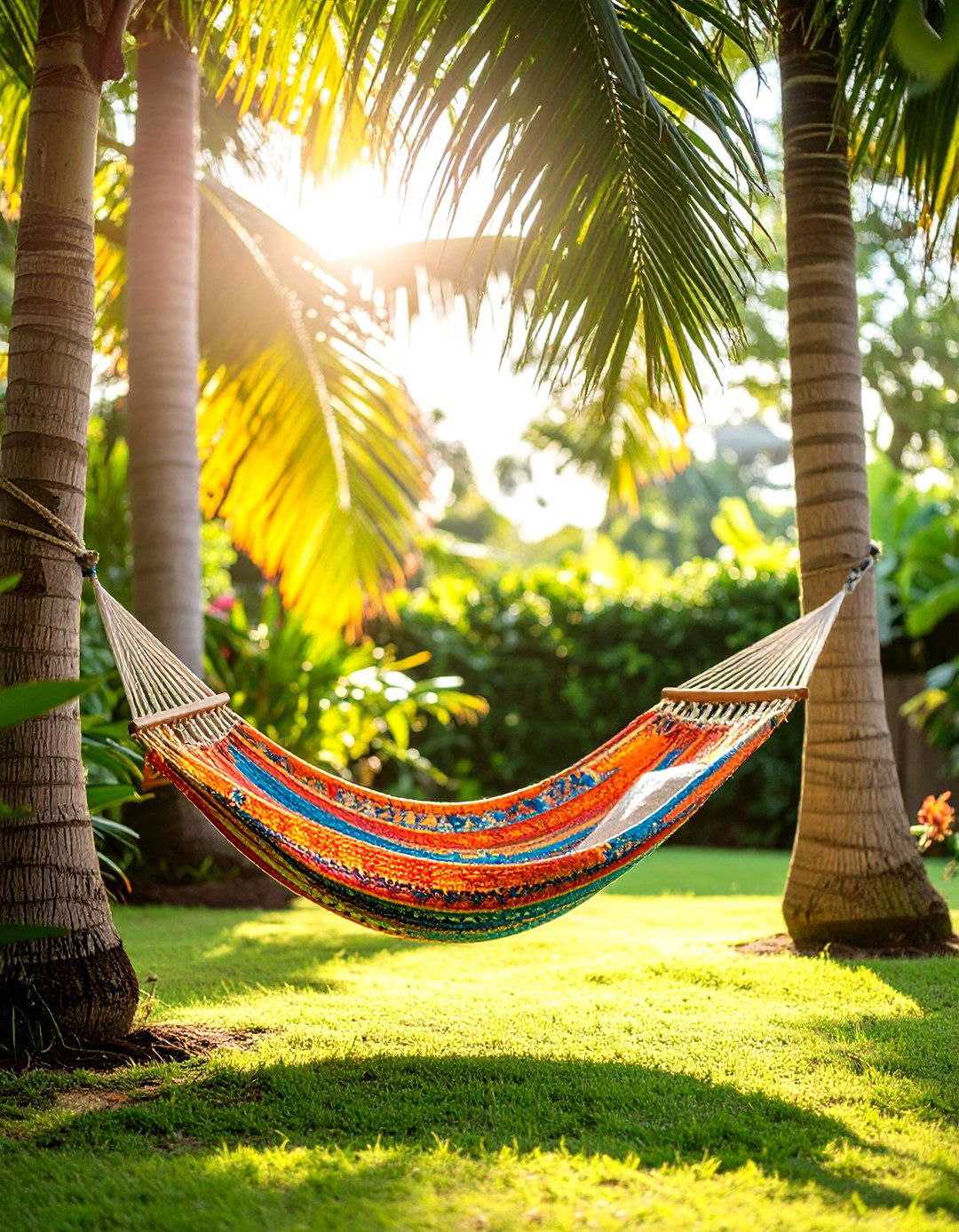 Hanging a Hammock Between Palm Trees - 30 tropical backyard ideas