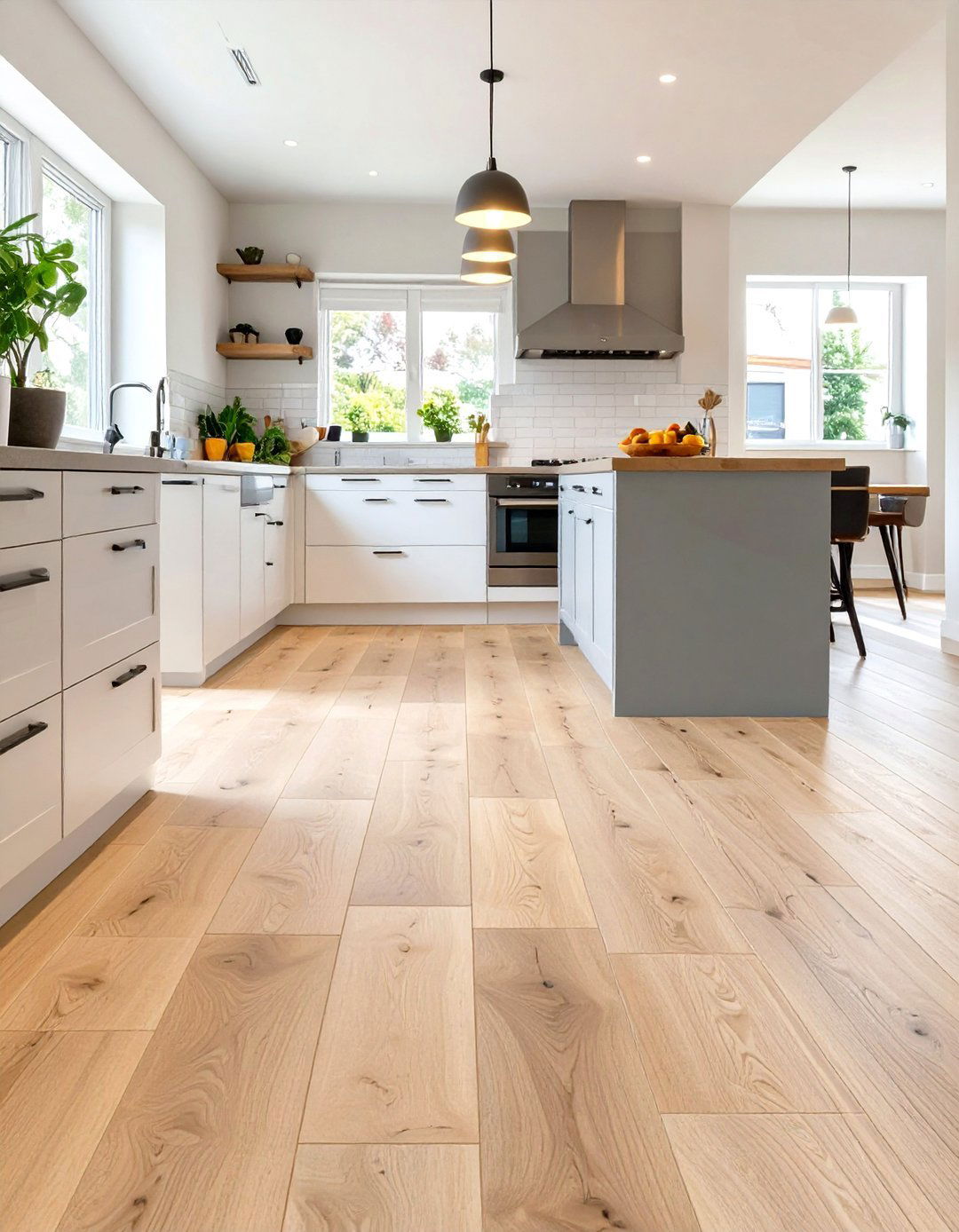 Hardwood Look Porcelain Tile Flooring - 30 transitional kitchen design ideas