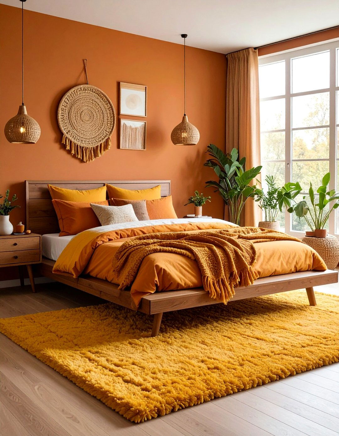 Harvest Gold and Burnt Orange Bedroom - 30 1970s interior design ideas