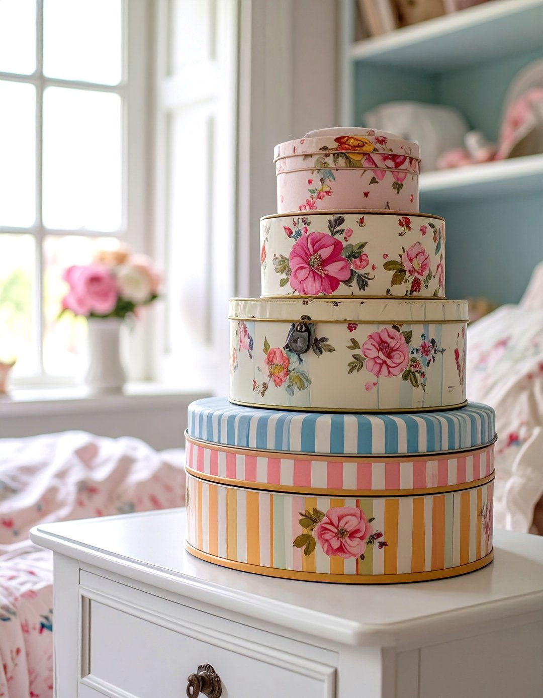 Hatbox Collection for Display - 30 vintage bedroom ideas