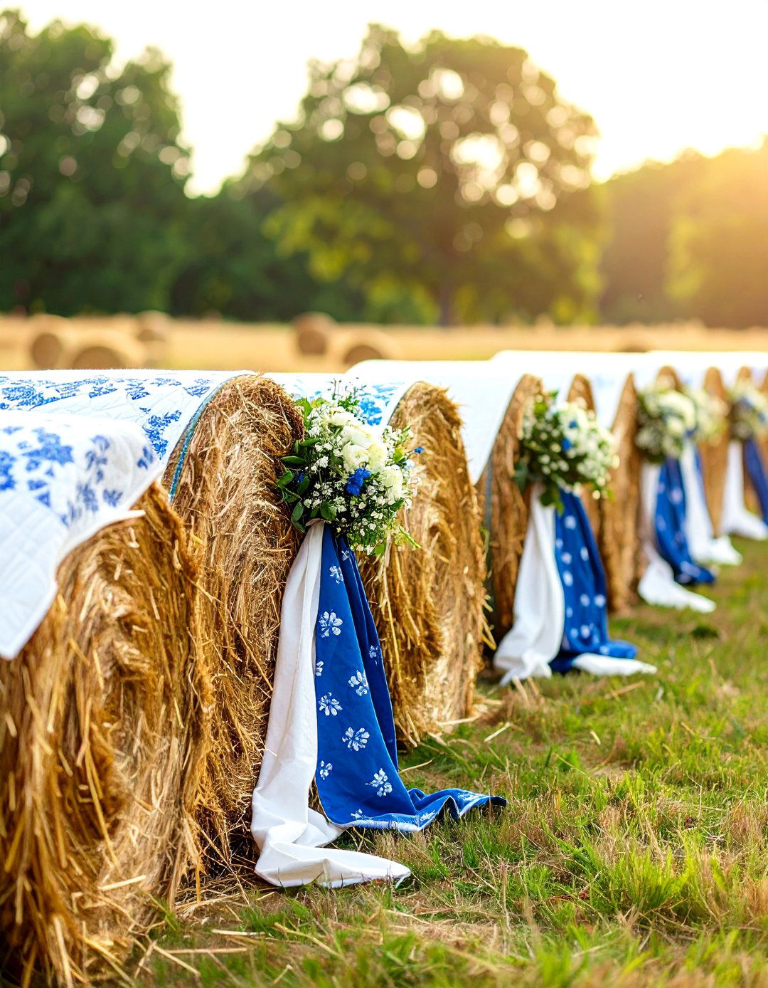 Hay Bale Seating for a Rustic Vibe - 30 outdoor wedding ideas on a budget