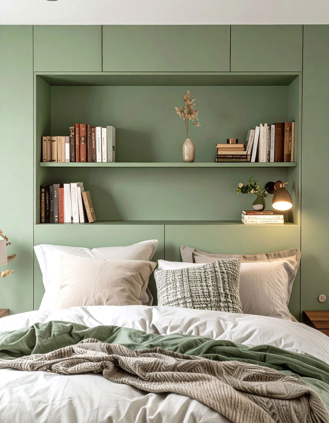 Headboard Bookshelf Integration - 30 bedroom bookshelf ideas