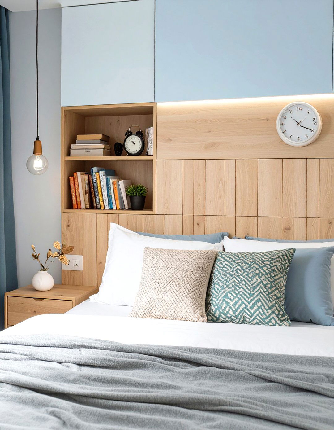 Headboard with Integrated Storage - 30 small bedroom interior design ideas