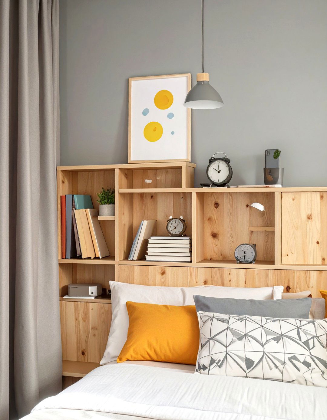 Headboard with Integrated Storage - 30 small teen bedroom ideas