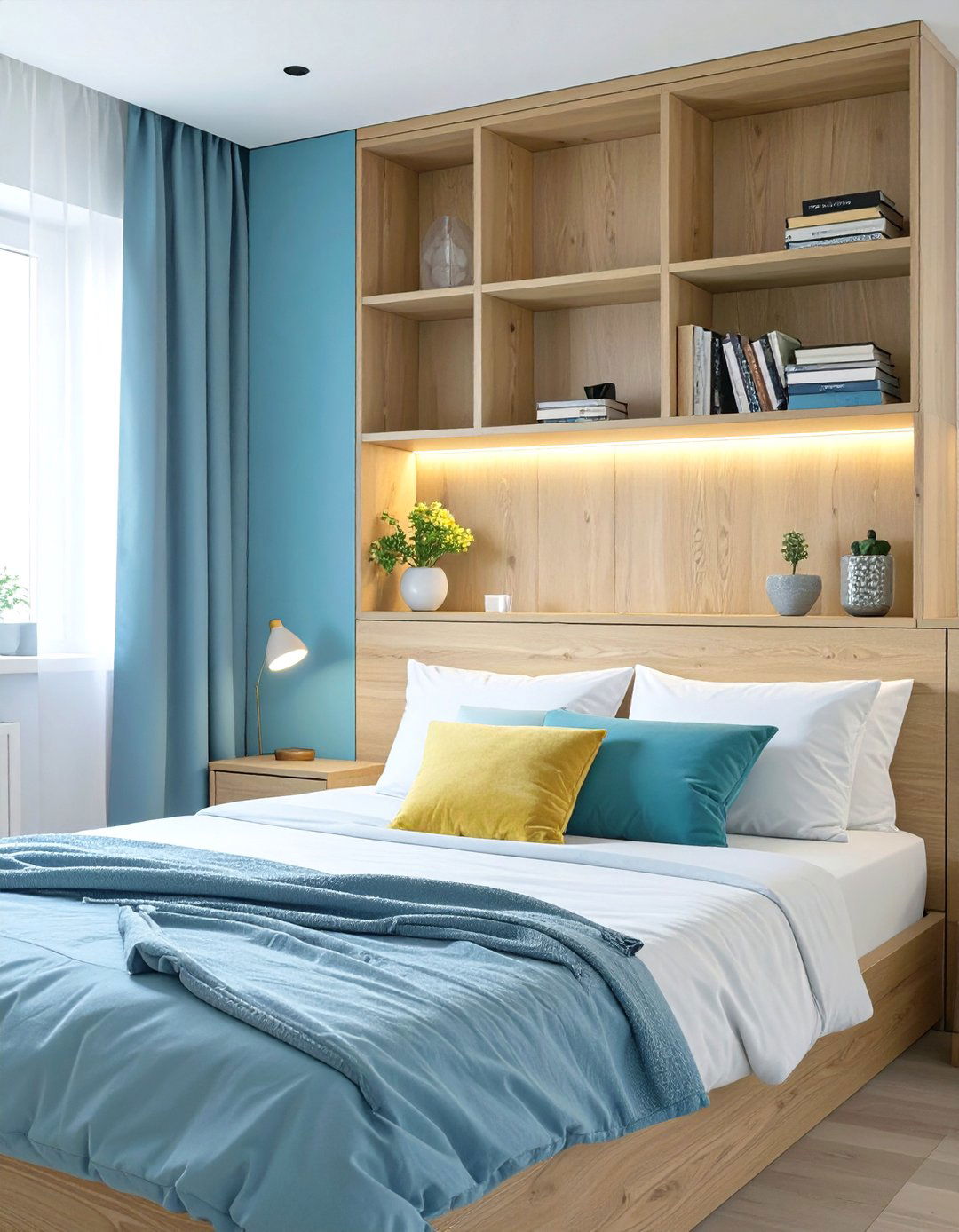 Headboards with Built In Shelving - 30 shared bedroom ideas for small rooms
