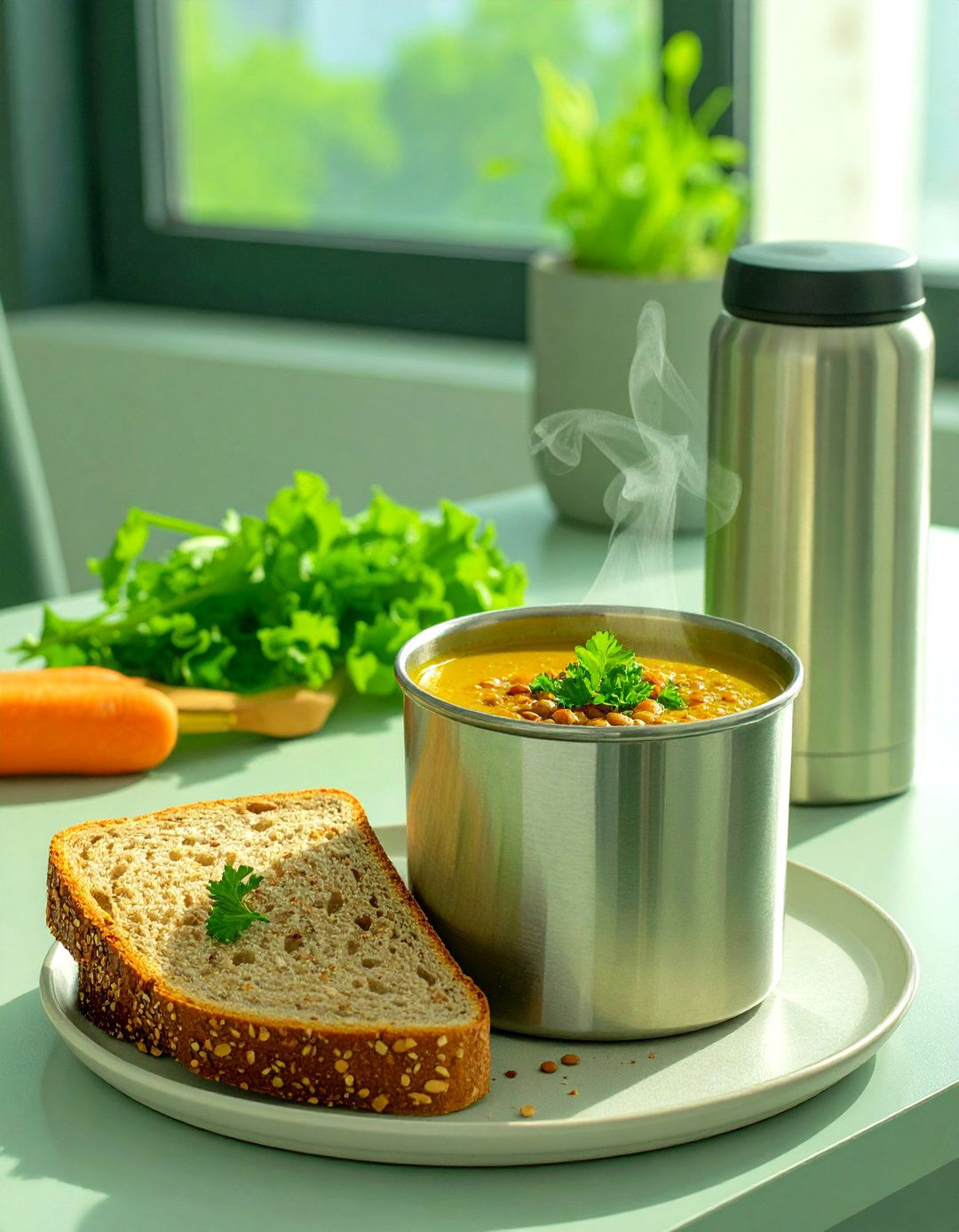 Hearty Lentil Soup in a Thermos - 30 office lunch ideas