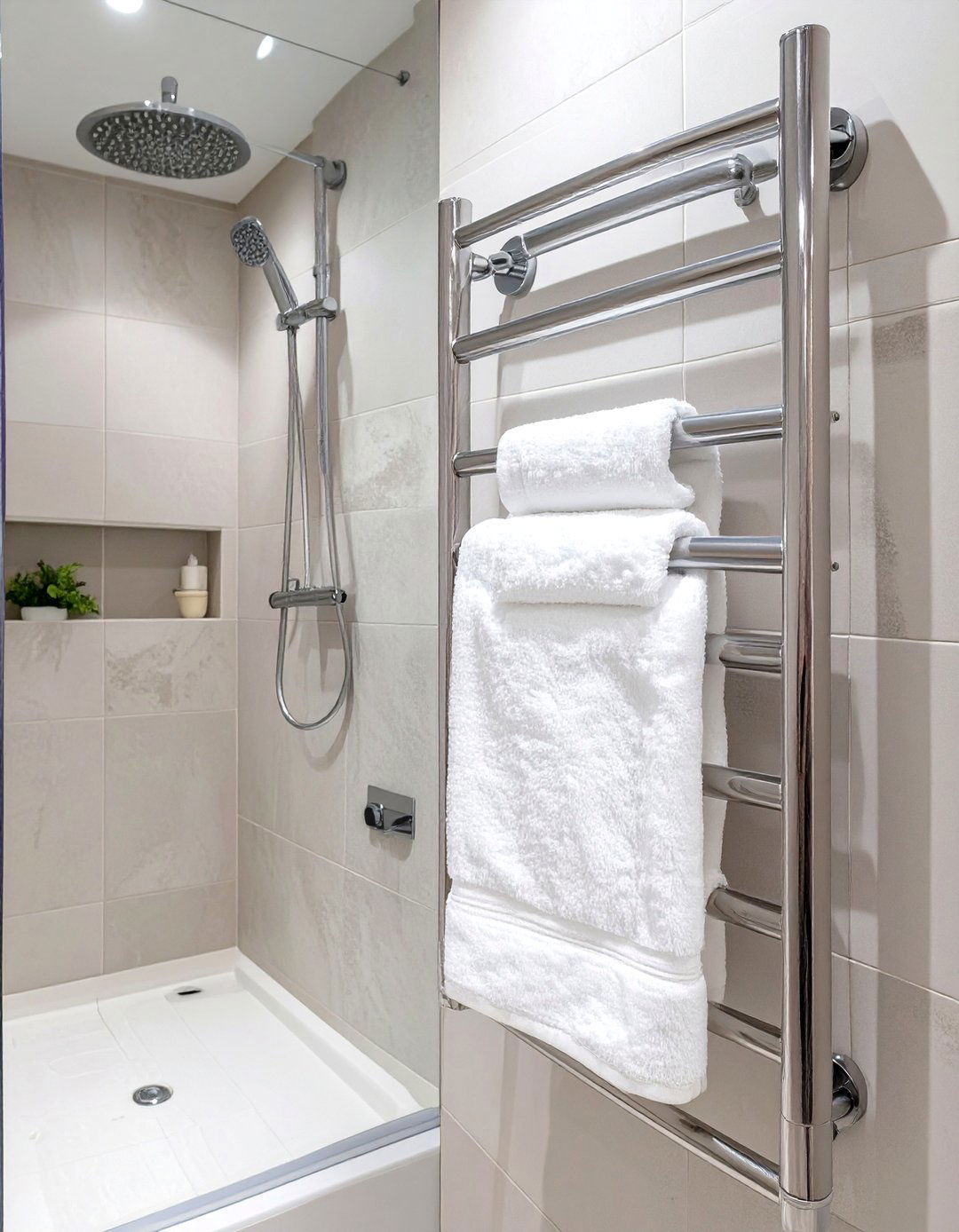 Heated Towel Rail System - 30 bathroom towel hanging ideas