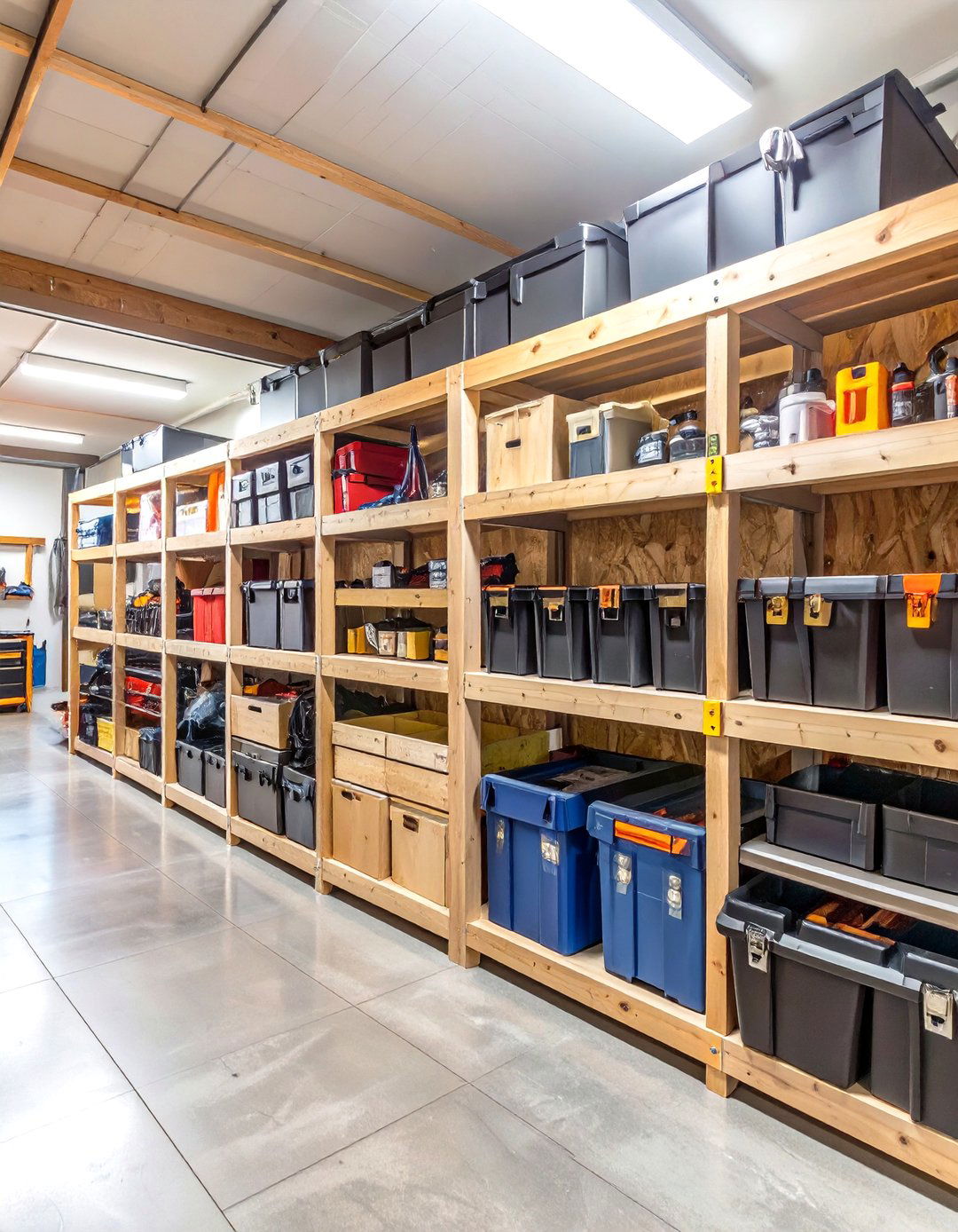 Heavy Duty x and Plywood Shelving Units - 30 wood garage storage ideas