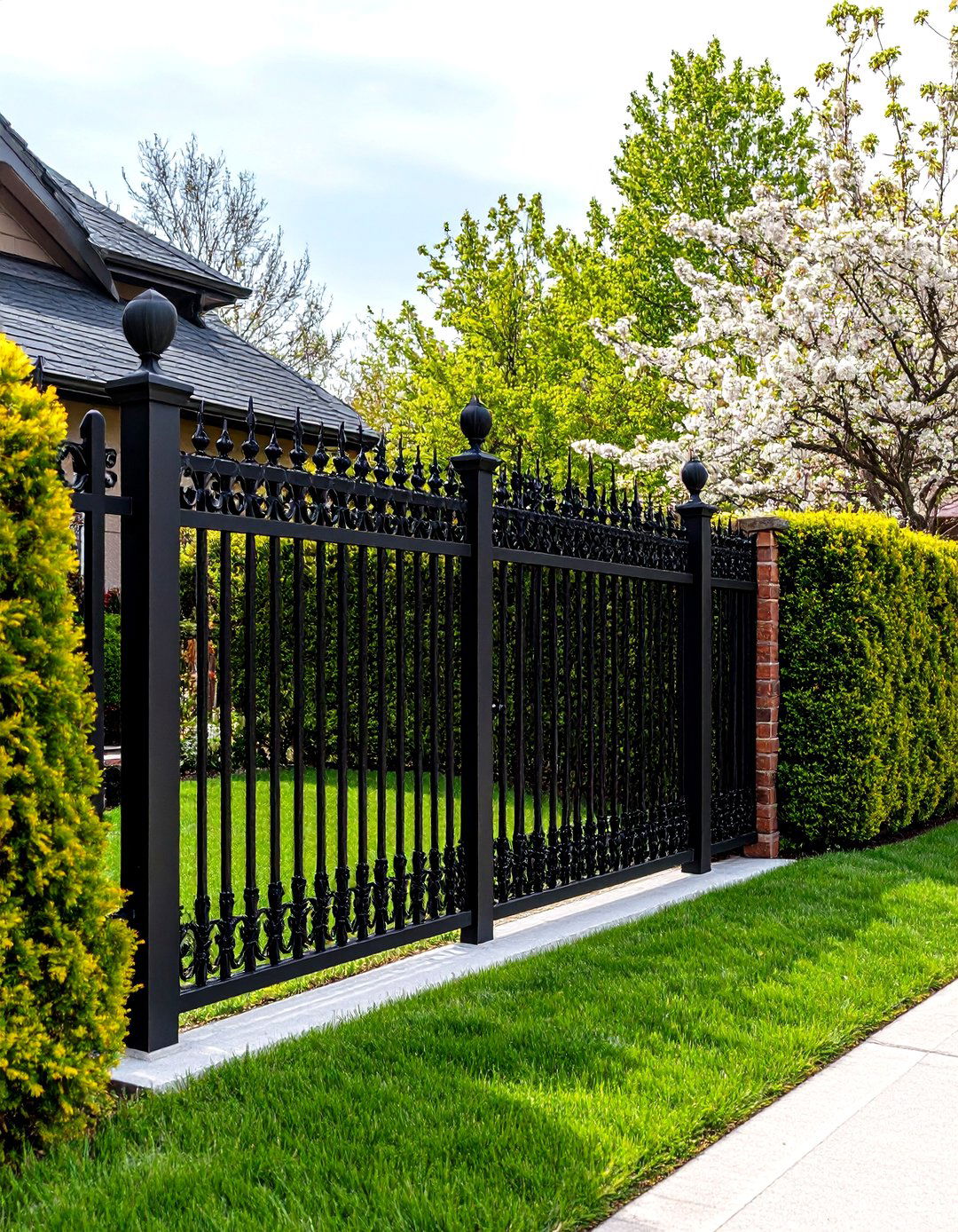 Hedge and Fence Combination - 30 front yard fence ideas with driveway