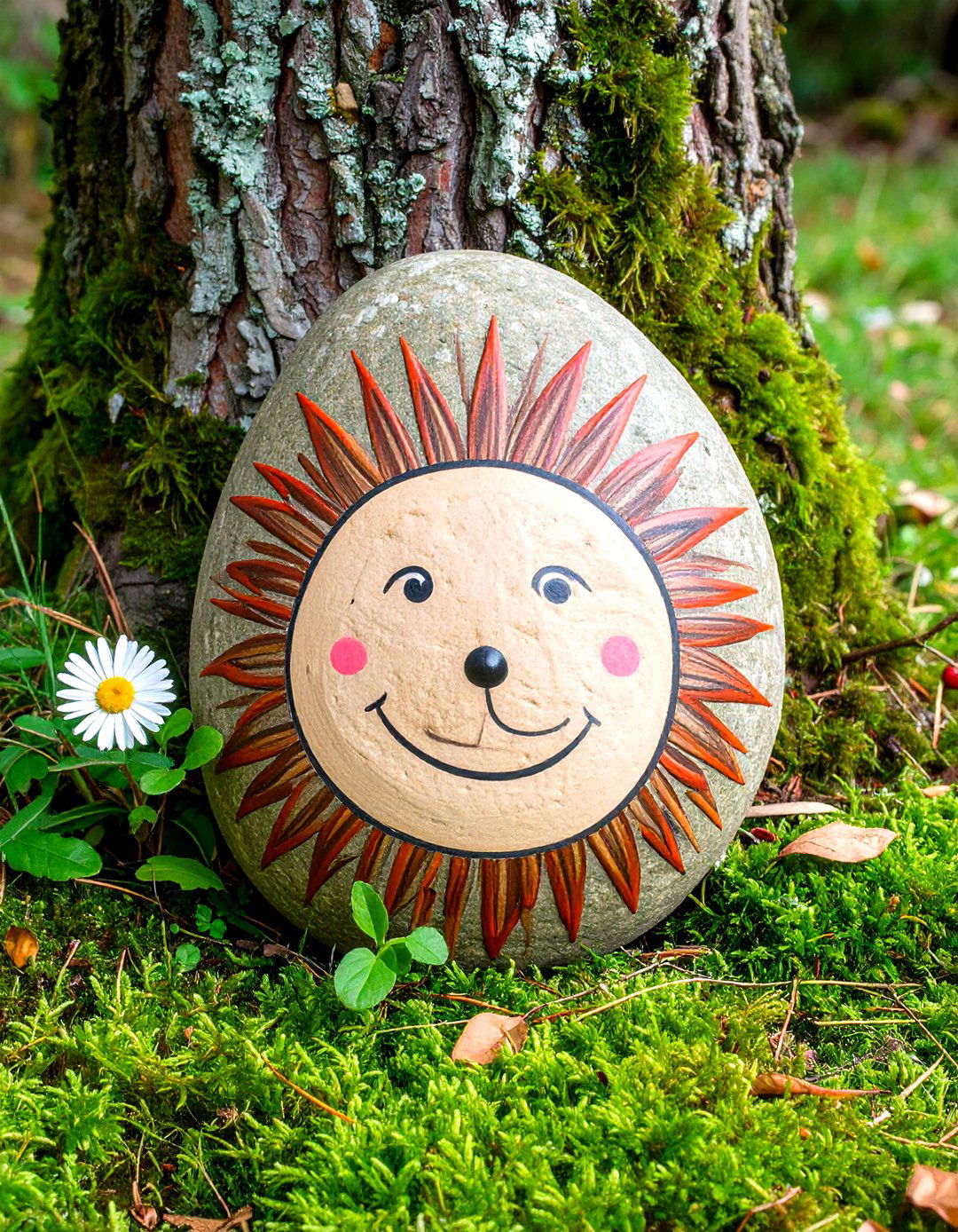 Hedgehog Painted Rocks - 30 rock painting ideas for garden
