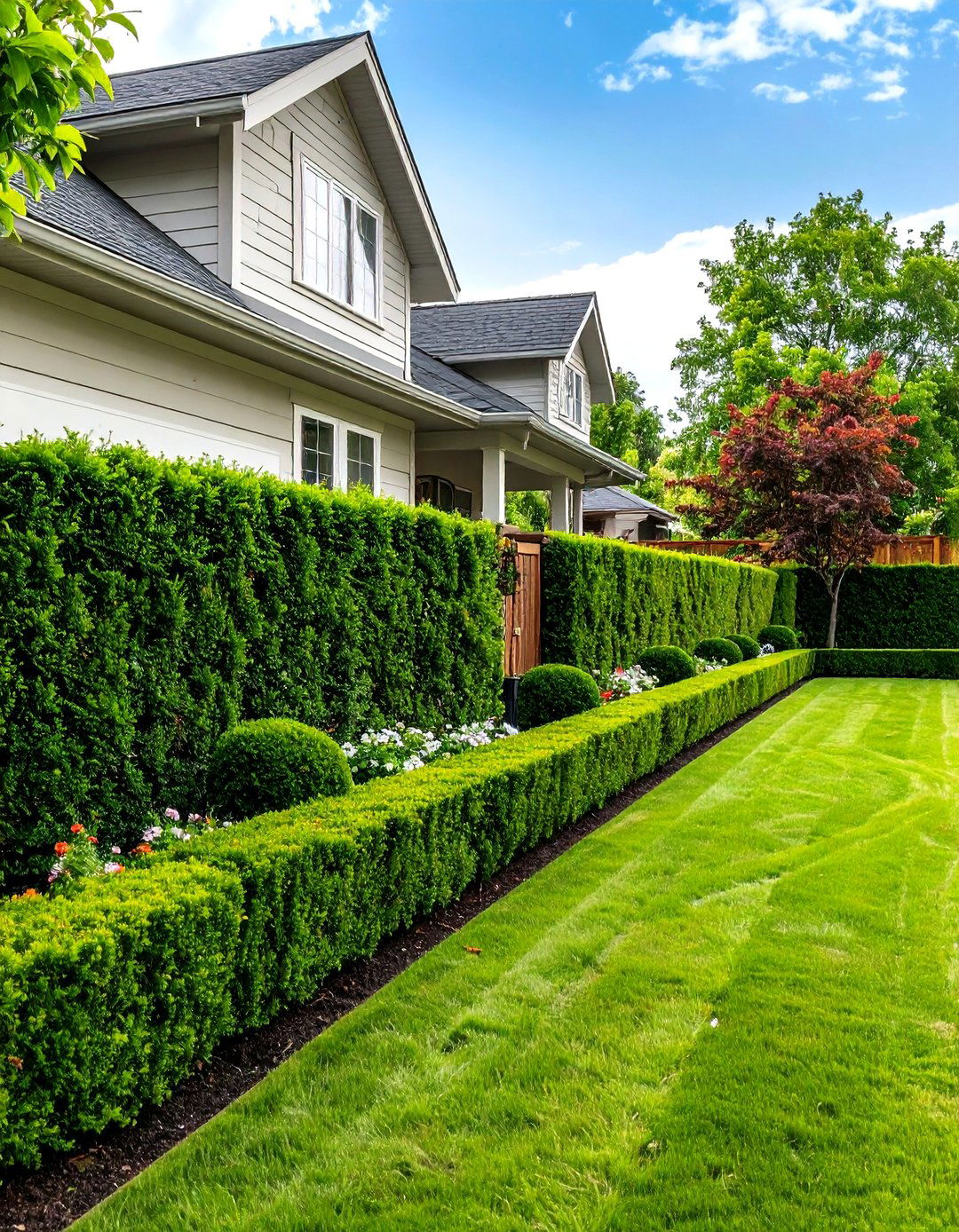 Hedges of Evergreen Shrubs - 30 privacy ideas for backyard