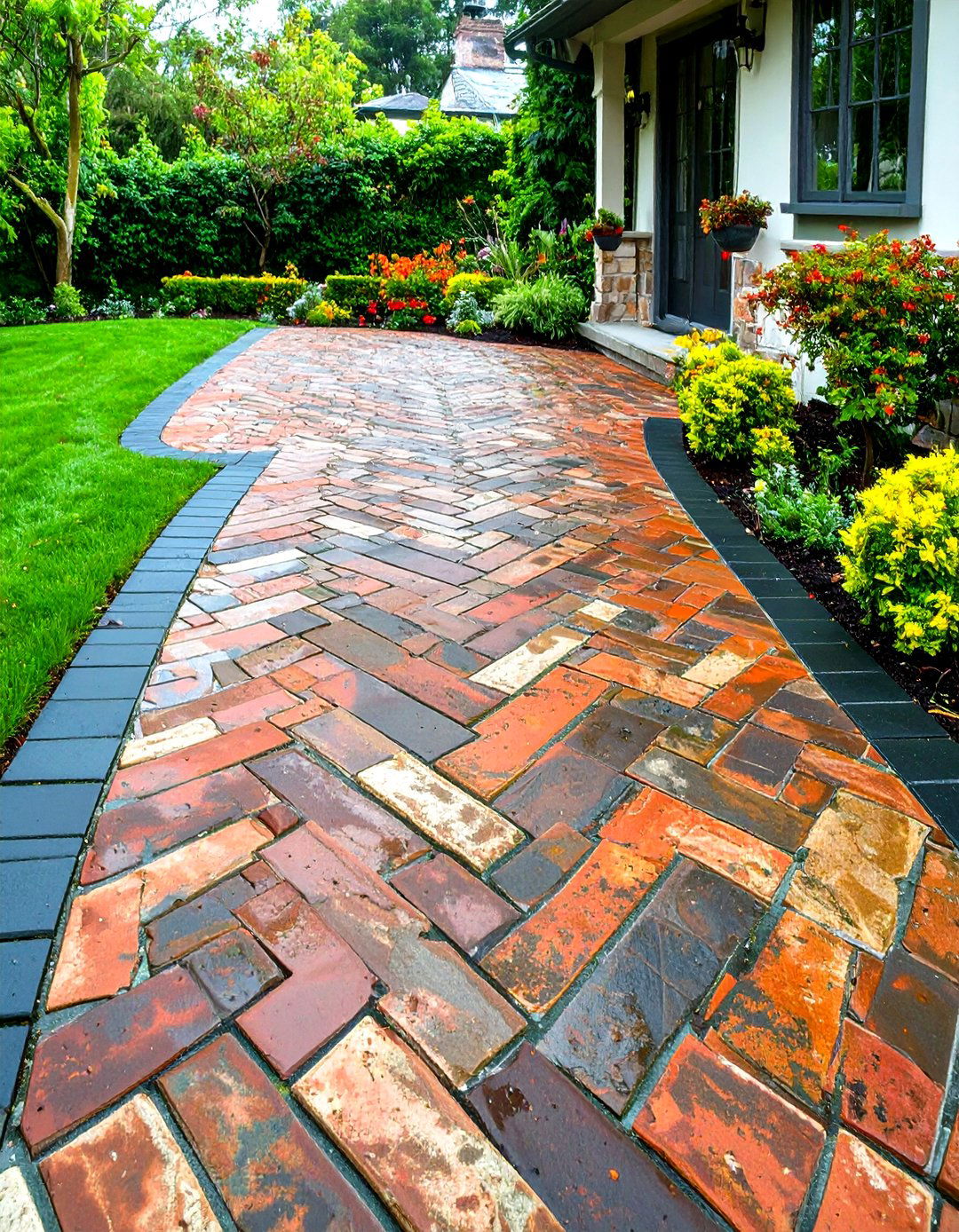 Herringbone Brick Stamped Concrete Patio - 30 stamped concrete patio ideas