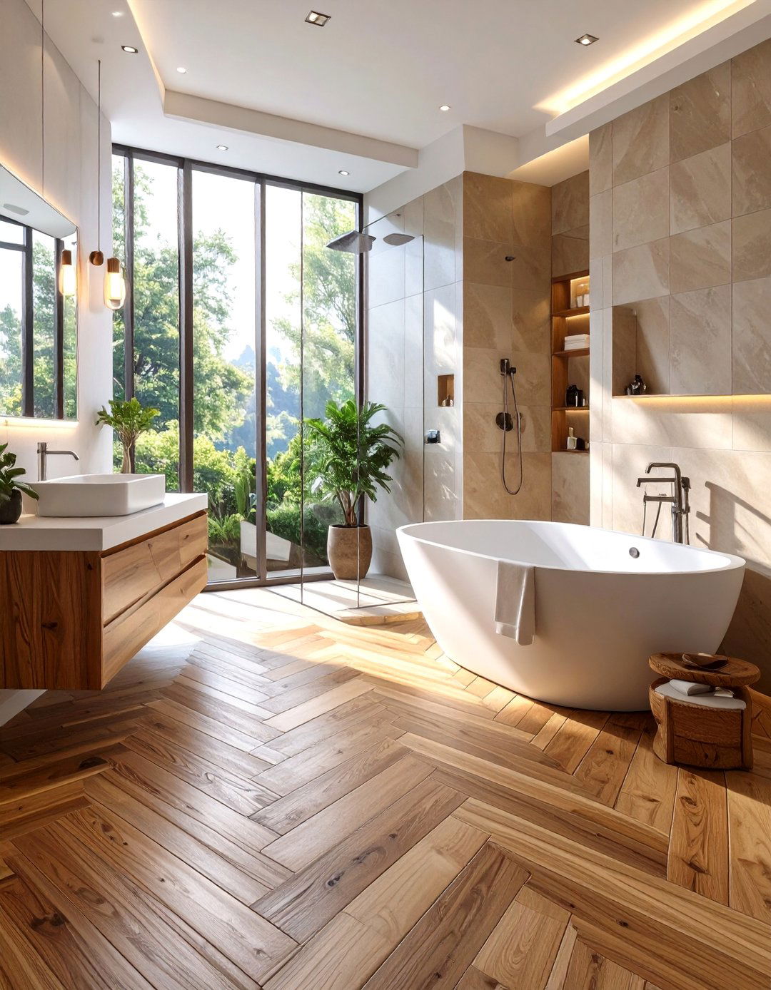 Herringbone Pattern Bathroom Floor - 30 bathroom floor ideas