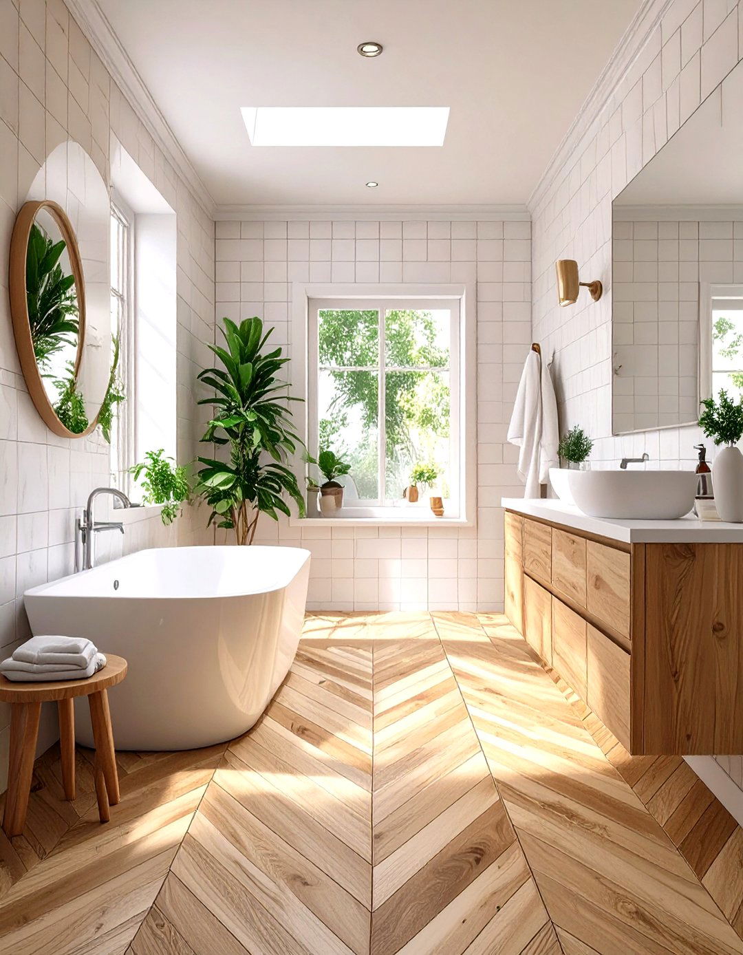 Herringbone Pattern Floor Tiles - 30 small bathroom floor tile ideas