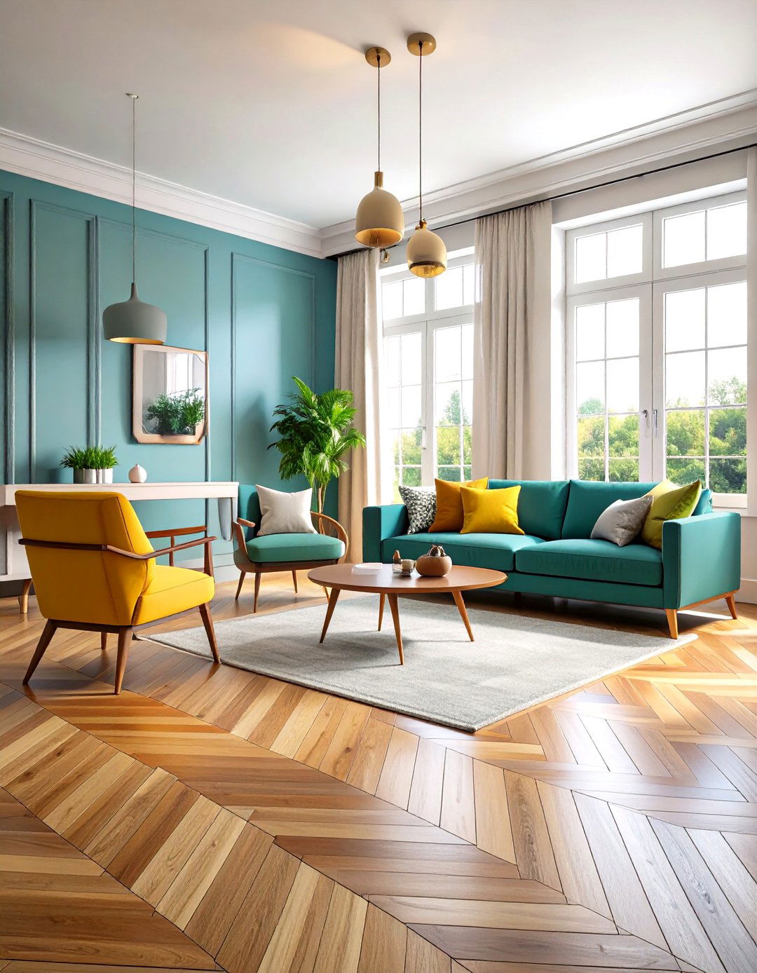 Herringbone Pattern Hardwood - 30 living room floor ideas