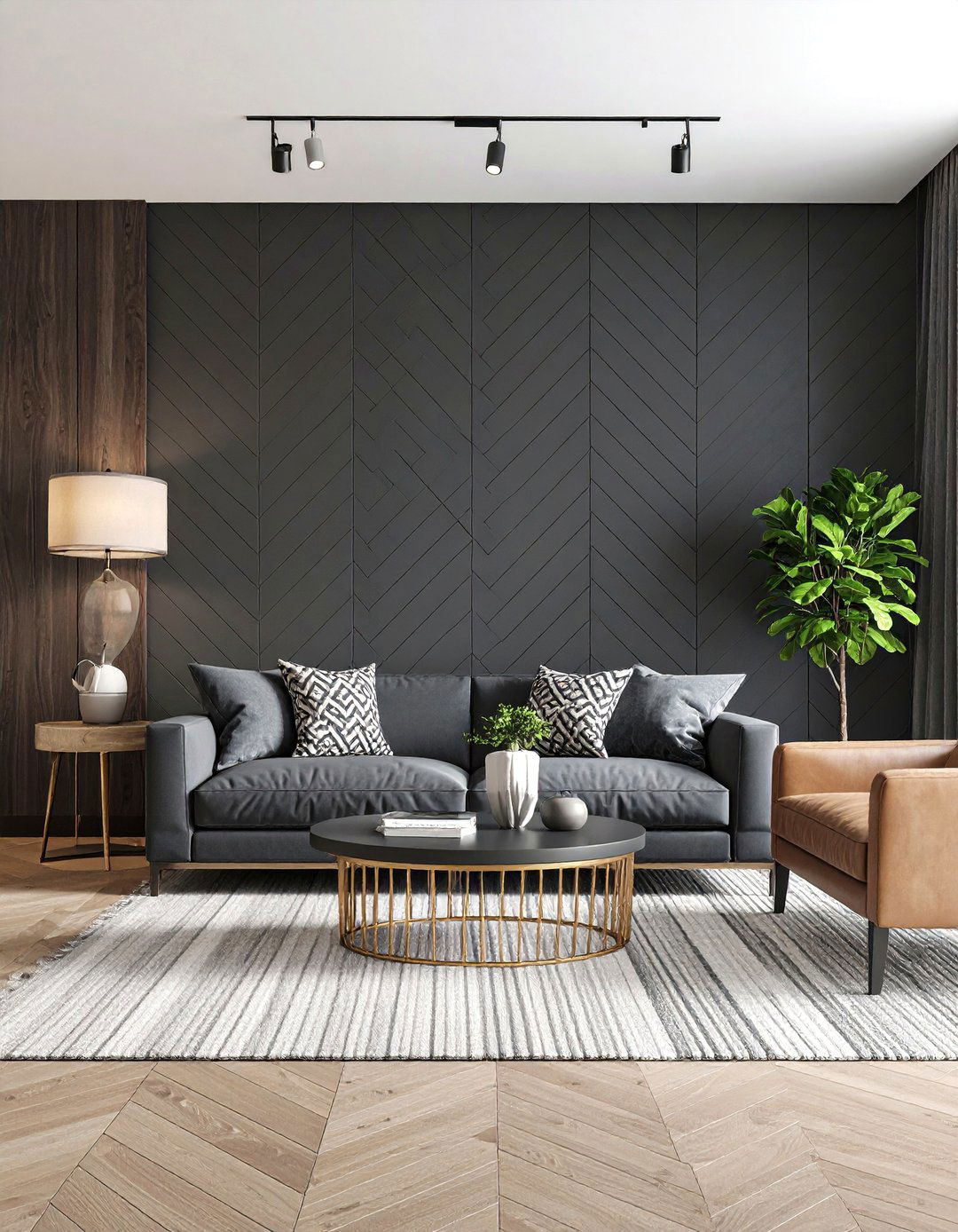 Herringbone Pattern Living Room - 30 living room wallpaper ideas