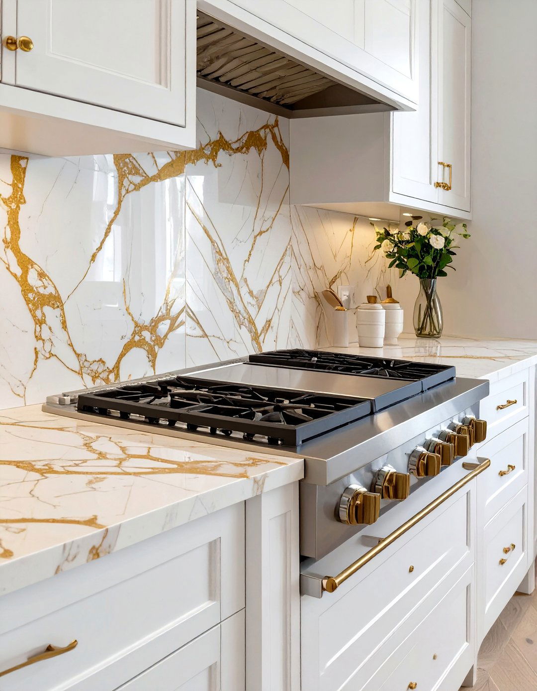 Herringbone Pattern Marble Stove Backsplash - 30 stove backsplash ideas