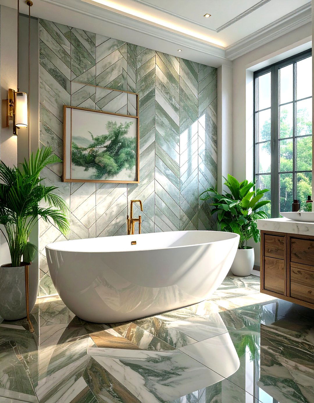 Herringbone Pattern Master Bathroom Accent - 30 master bathroom tile ideas