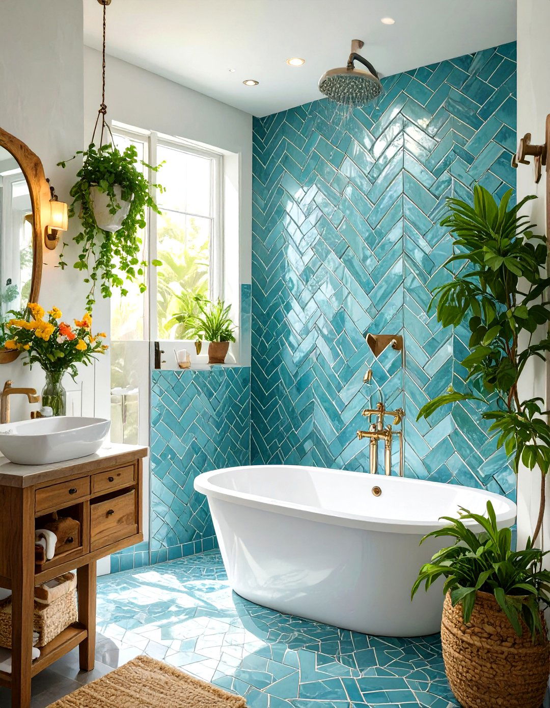 Herringbone Pattern Shower Wall Tile - 30 shower wall tile ideas