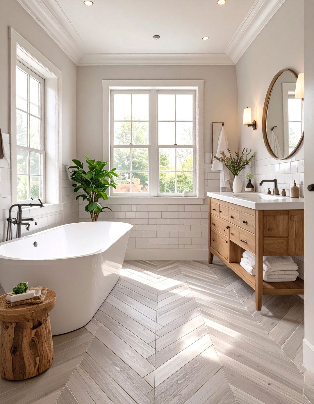 Herringbone Pattern Tile Flooring - 30 small bathroom bathroom flooring ideas