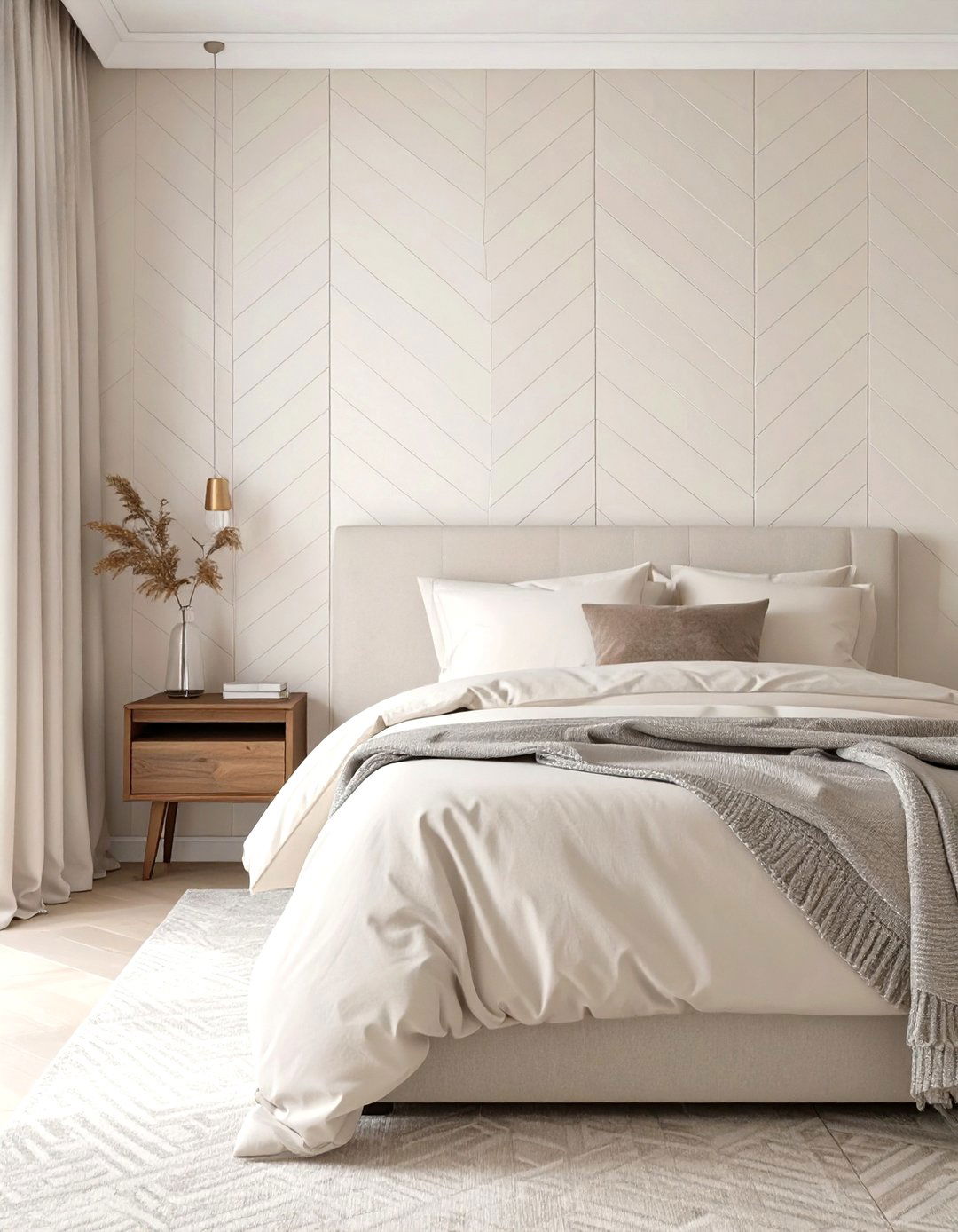 Herringbone Pattern Wallpaper - 30 wallpaper ideas for bedroom