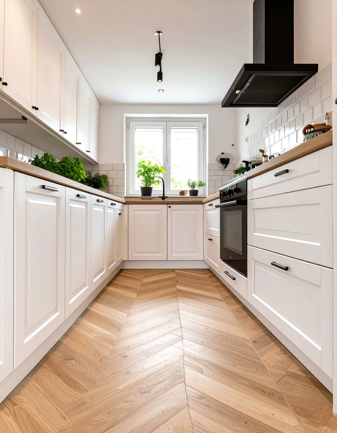Herringbone Pattern Wood Look Kitchen Floor Tile - 30 small kitchen floor tile ideas