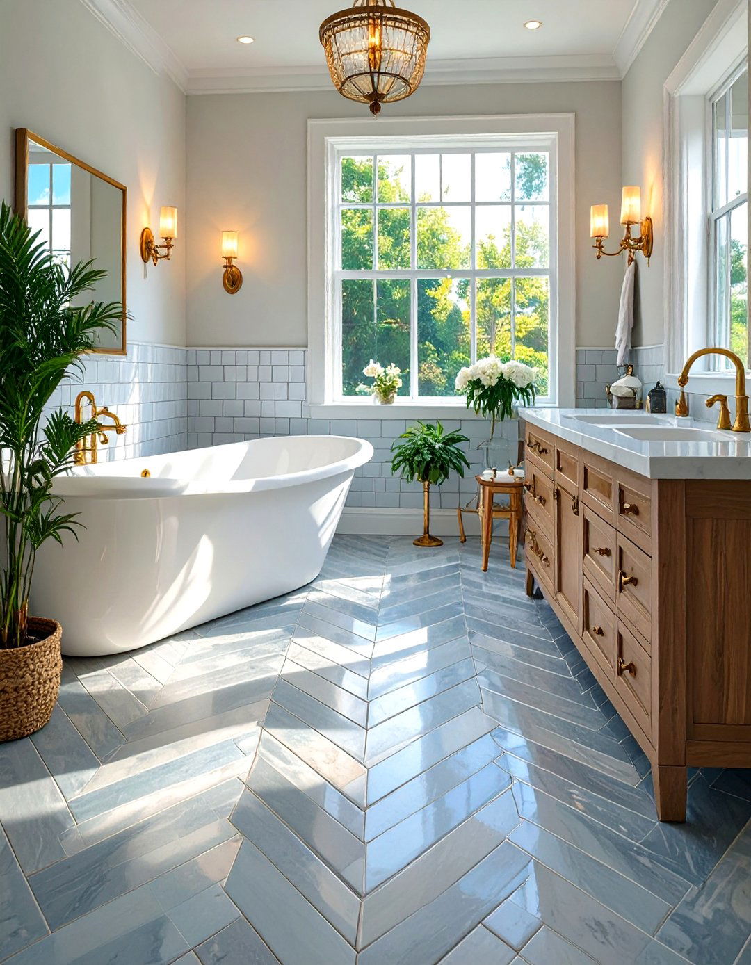 Herringbone Tile Bathroom Floors - 30 bathroom floors ideas