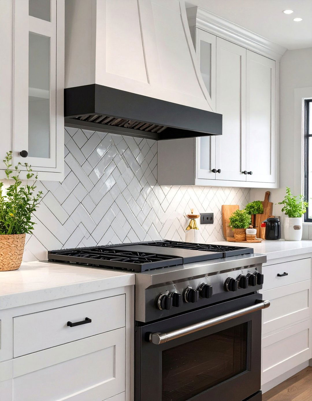 Herringbone Tile Pattern - 30 backsplash behind stove ideas