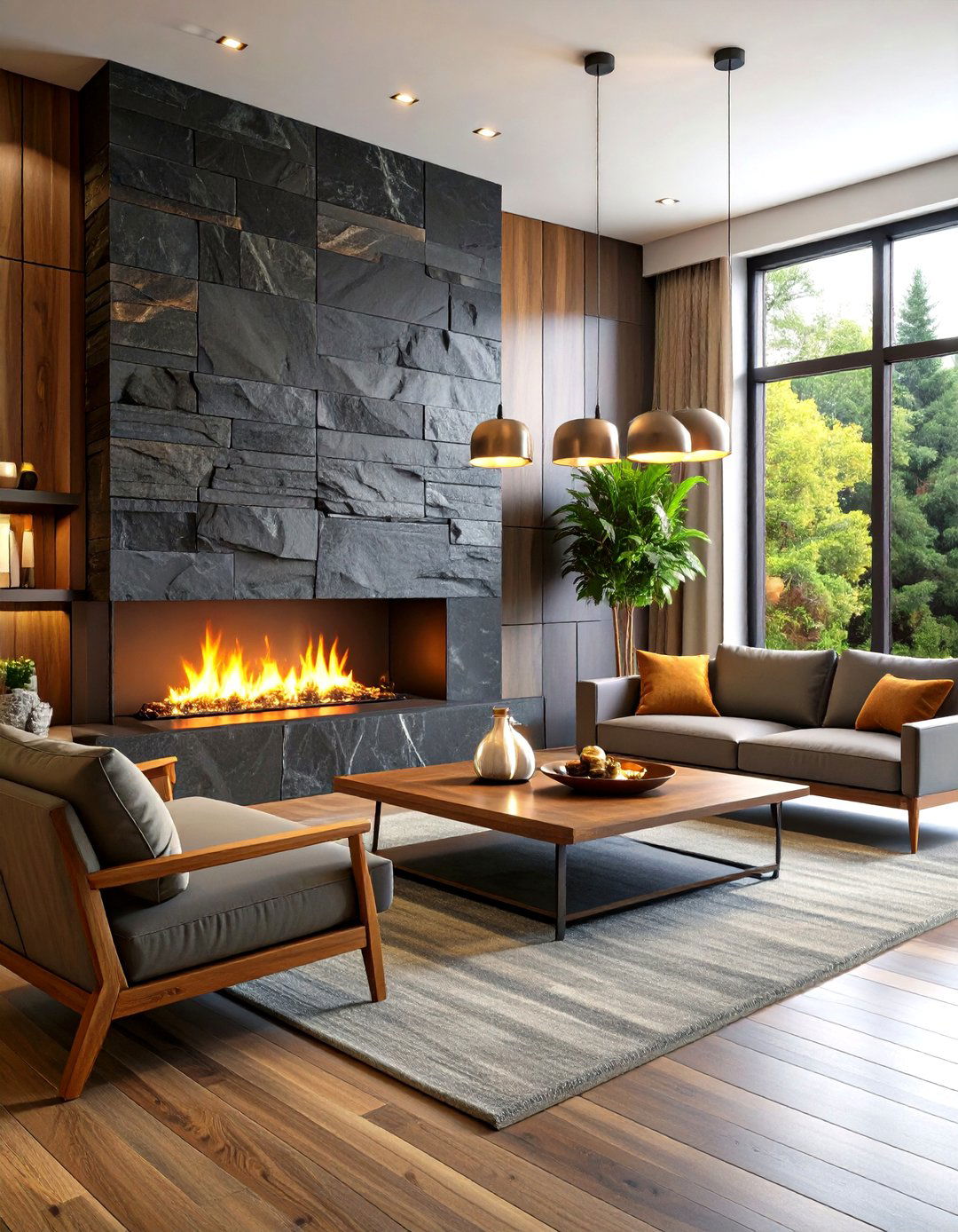 Herringbone Tile Surround Wall - 30 fireplace accent wall ideas