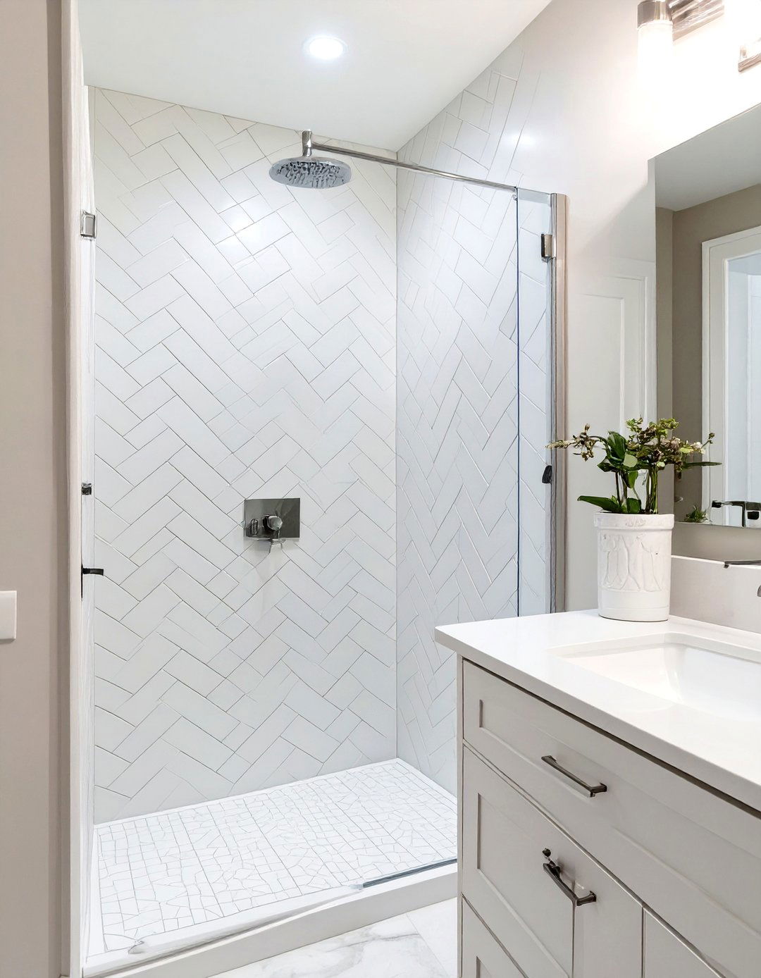 Herringbone Tile Walk In Shower - 30 master bathroom walk in shower tile ideas