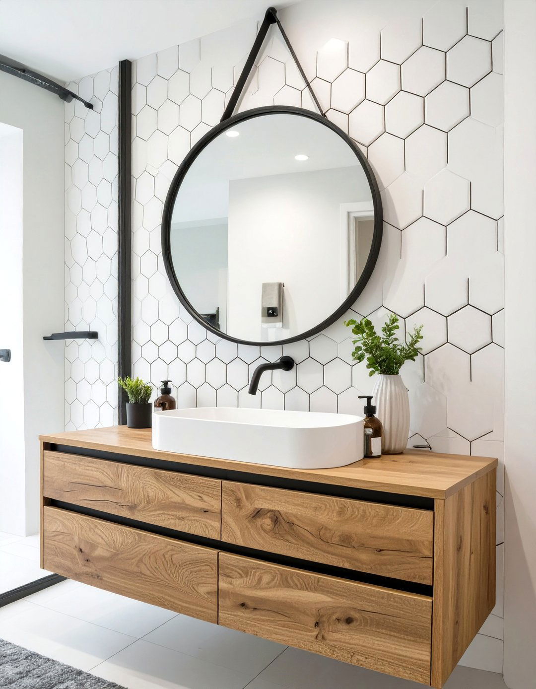 Hexagon Tile Bathroom Backsplash - 30 bathroom sink backsplash ideas