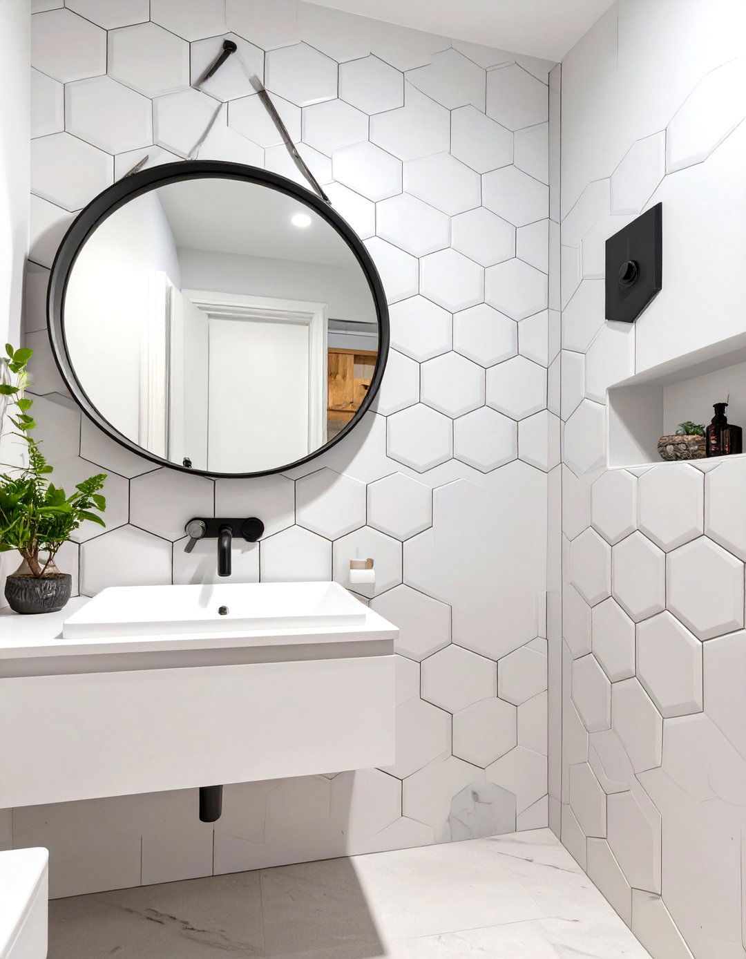 Hexagon Tile Patterns - 30 small bathroom tile ideas