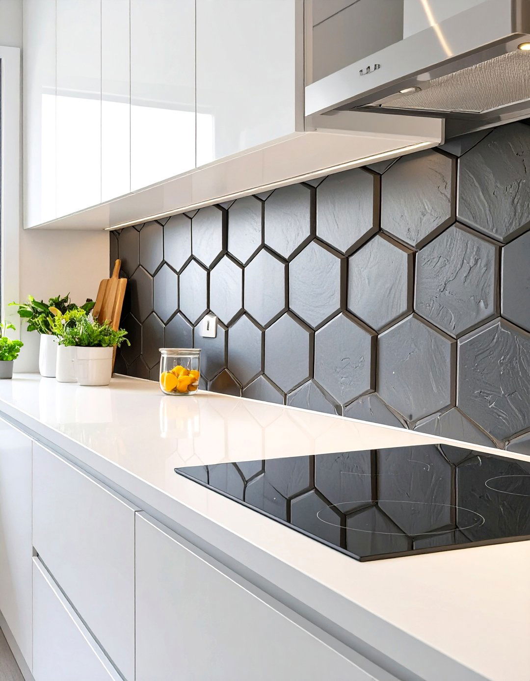 Hexagonal Basalt Tile Backsplash - 30 unique kitchen backsplash ideas