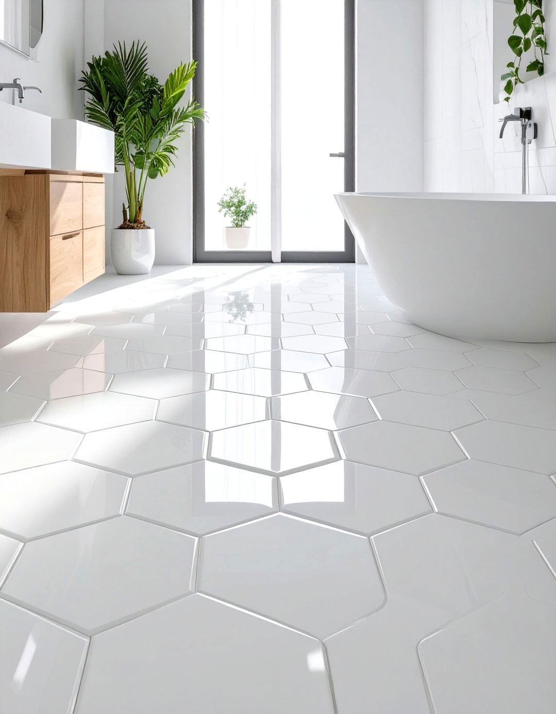 Hexagonal Floor Tiles - 30 timeless bathroom design ideas