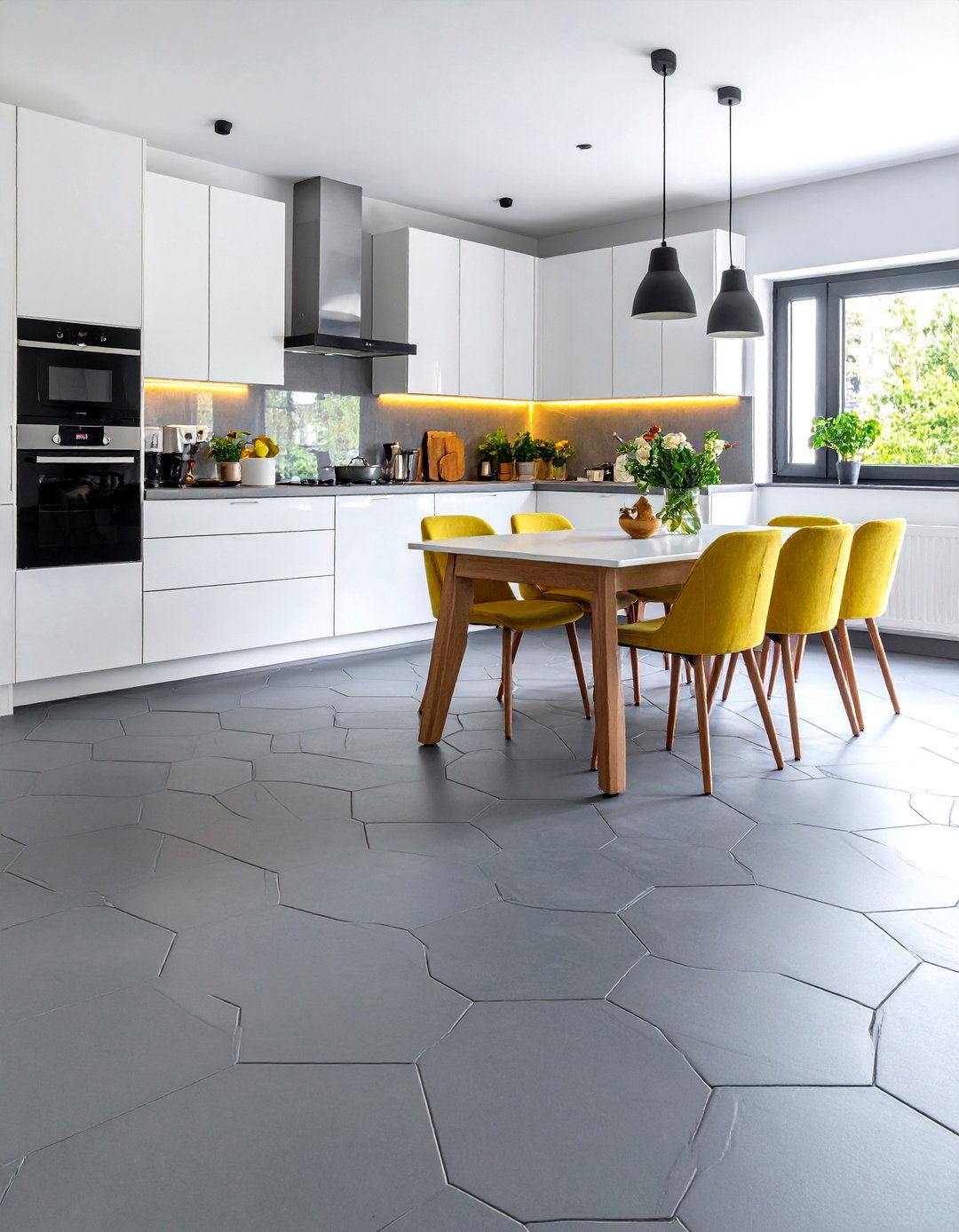 Hexagonal Honeycomb Kitchen Tiles - 30 kitchen floor tile ideas