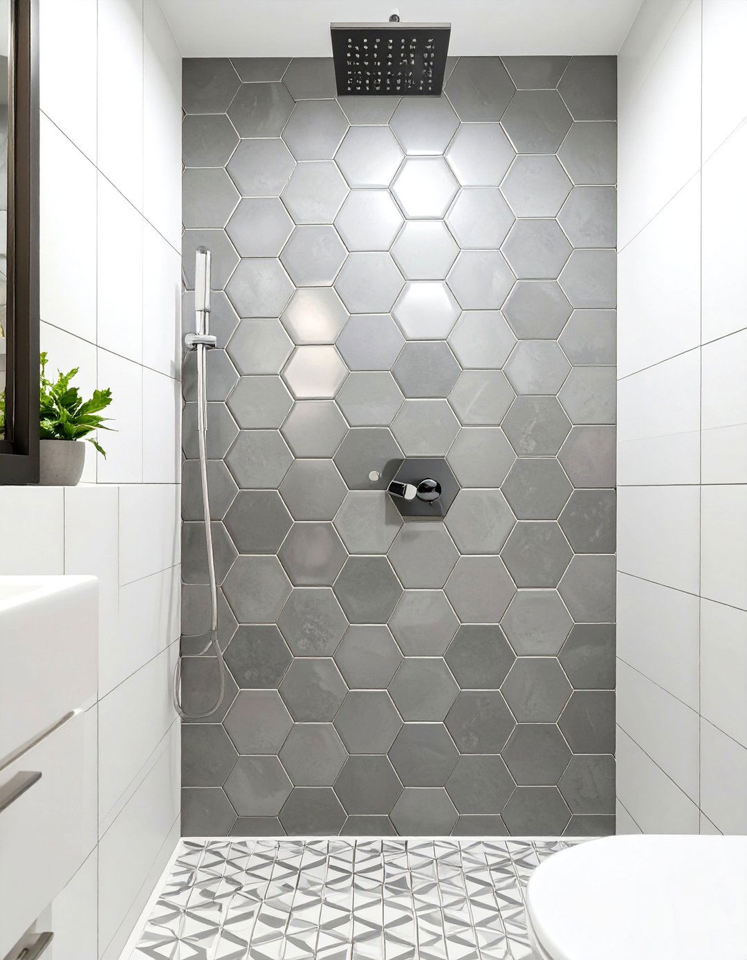 Hexagonal Honeycomb Shower Tile - 30 small shower tile ideas