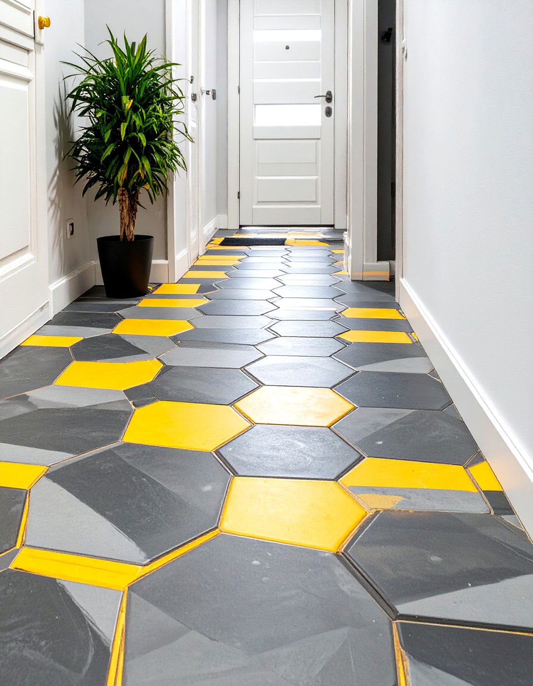 Hexagonal Honeycomb Tile Floor - 30 small entryway tile floor ideas