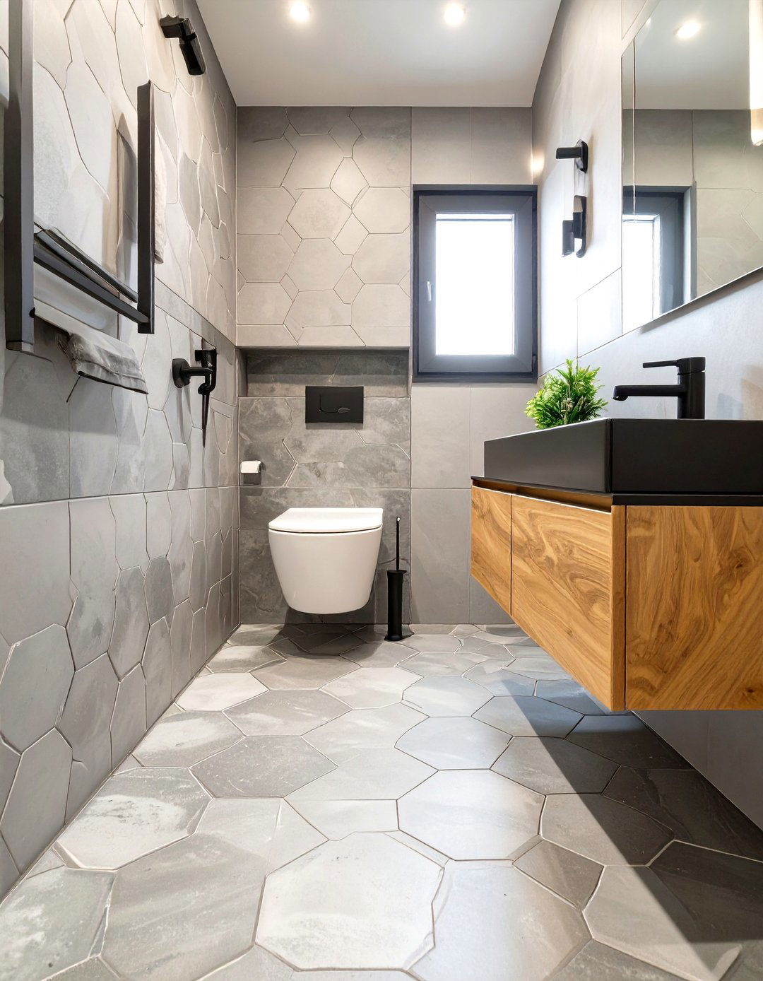 Hexagonal Mosaic Floor Tiles - 30 small bathroom floor tile ideas