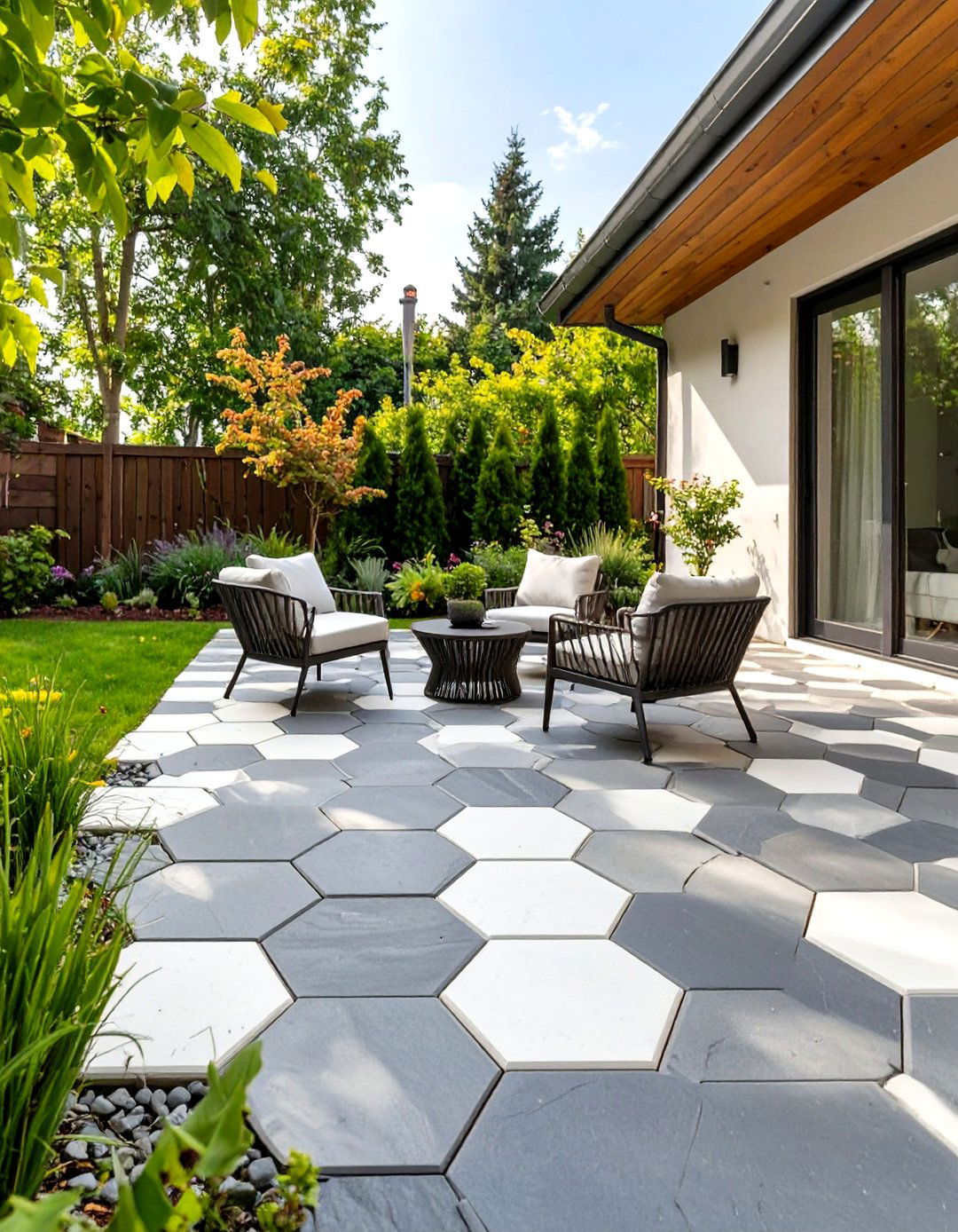 Hexagonal Paver Patio Design - 30 simple paver patio ideas