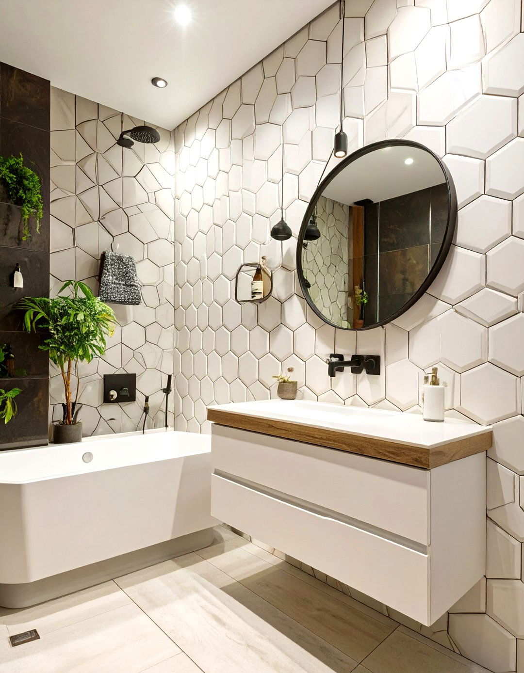 Hexagonal Tile Effect Bathroom Wall Panels - 30 bathroom wall panels ideas