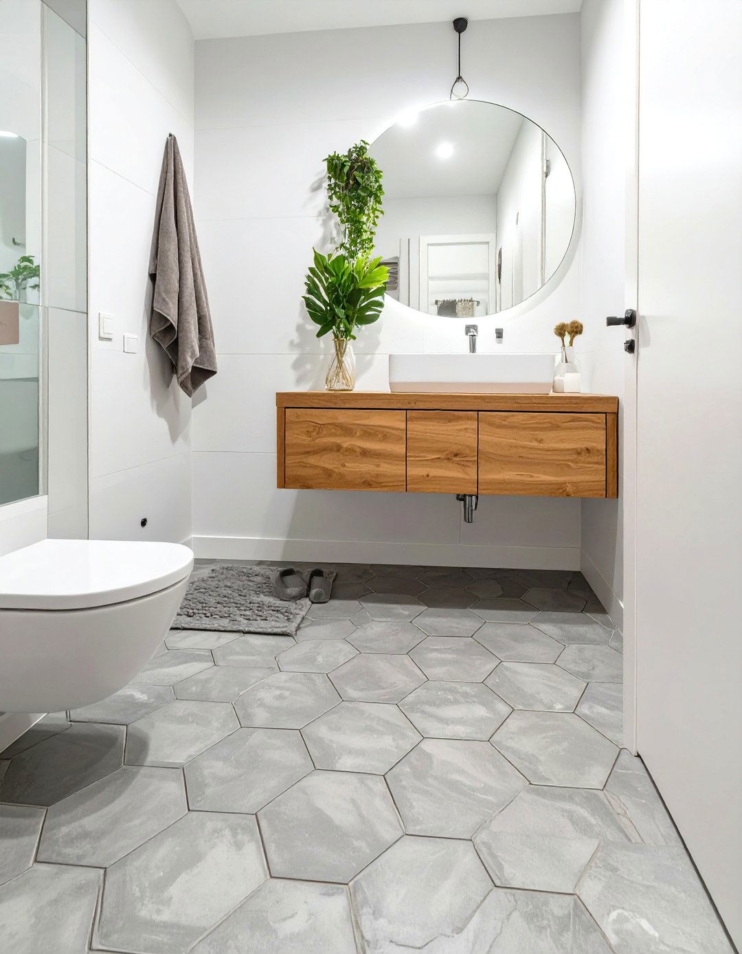 Hexagonal Tile Flooring for Small Bathrooms - 30 small bathroom bathroom flooring ideas