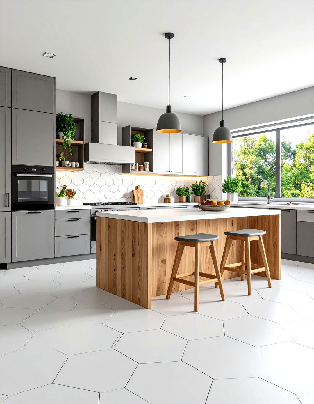 Hexagonal Tile Kitchen Floor - 30 kitchen floors ideas