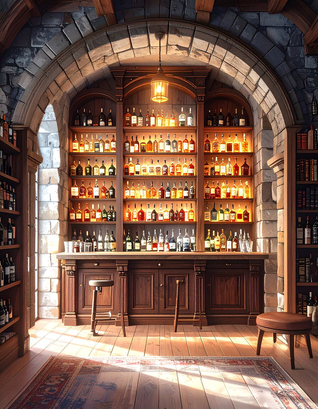 Hidden Bookshelf Man Cave Bar - 30 small man cave bar ideas