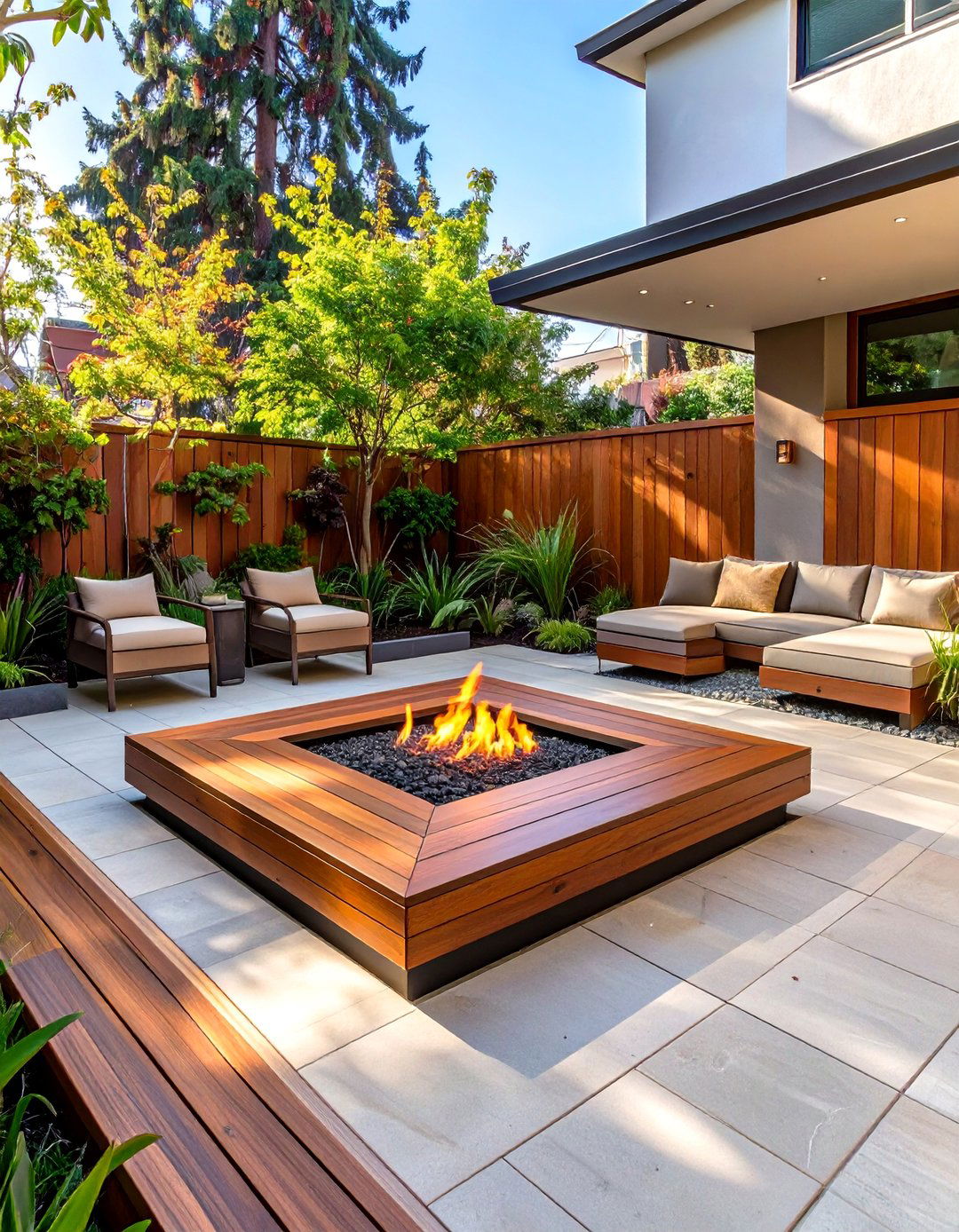 Hidden Fire Pit with a Cover - 30 small backyard fire pit ideas landscaping