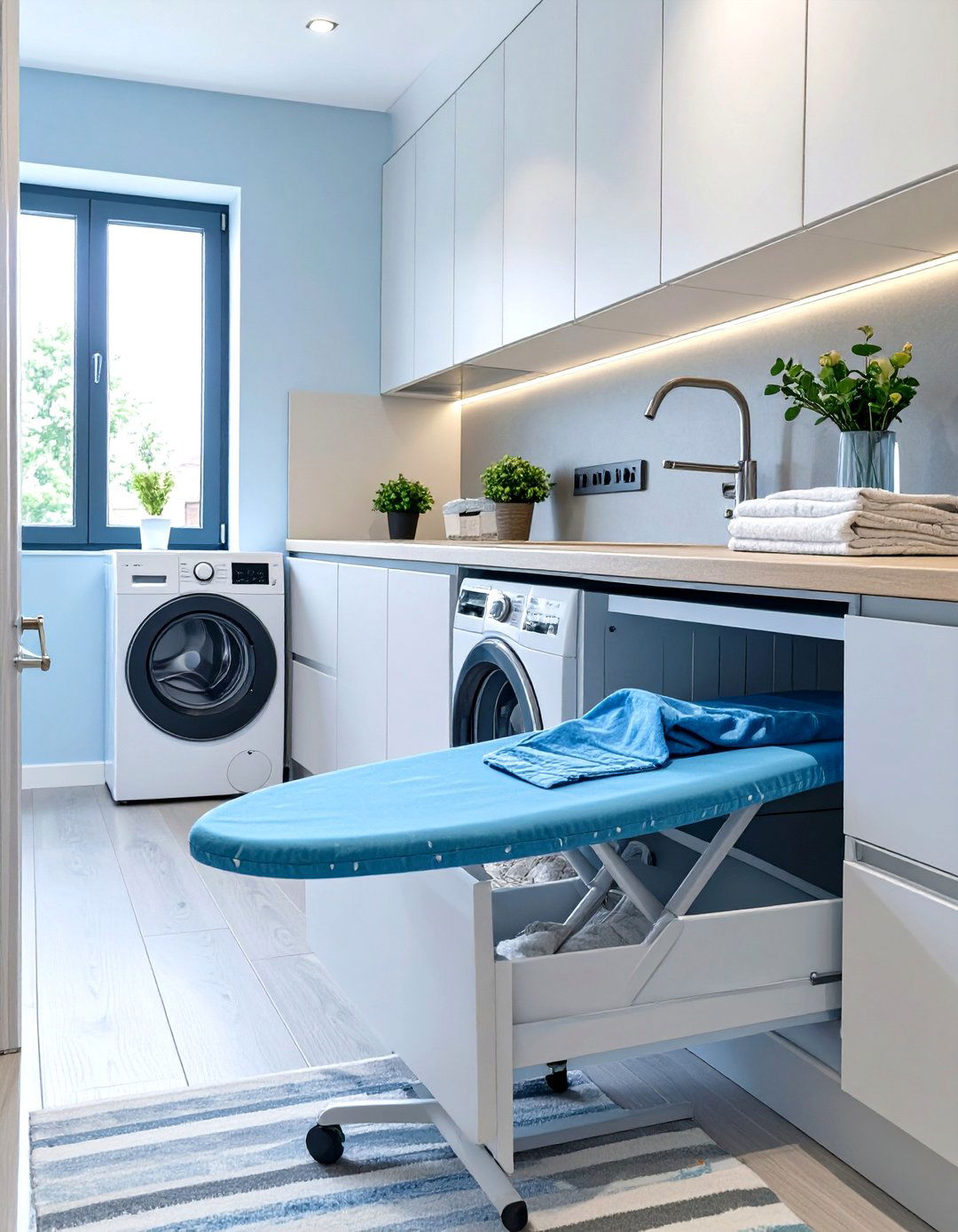 Hidden Ironing Board in a Drawer - 30 tiny laundry room ideas