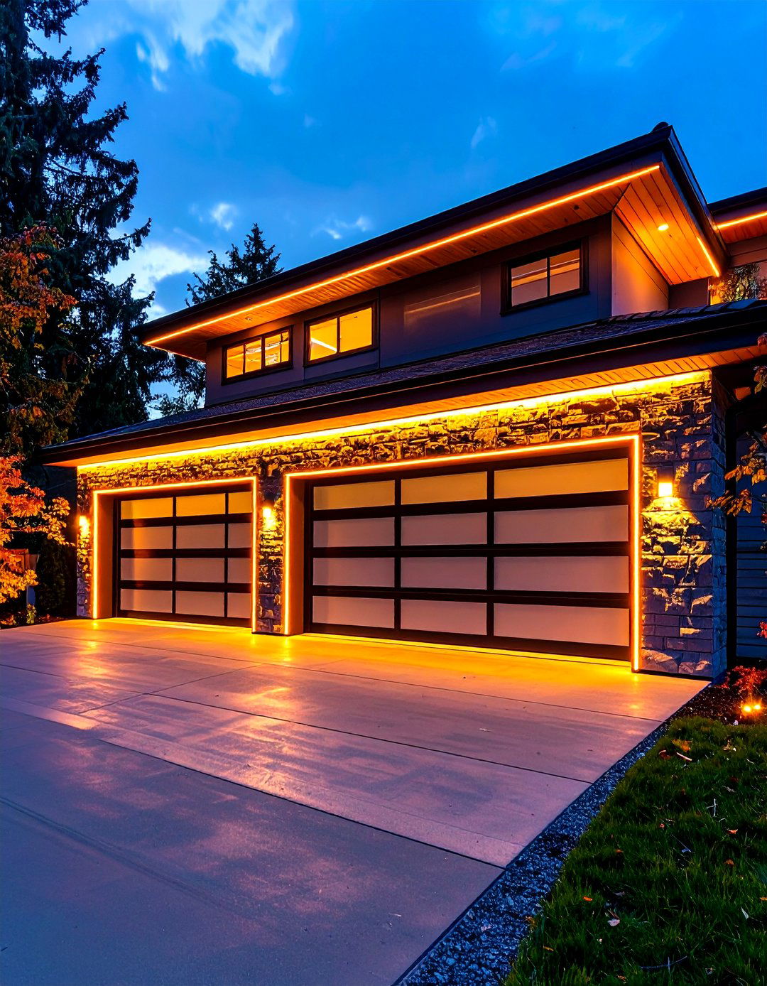 Hidden LED Strip Lighting - 30 exterior garage lighting ideas