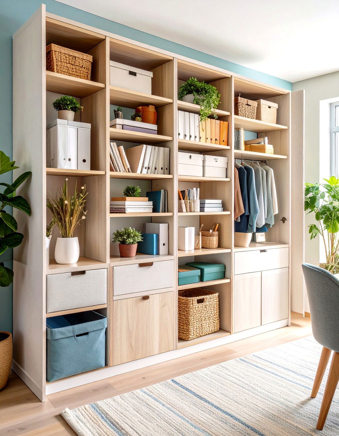 Hidden Storage Behind a Fabric Wall Panel - 30 home office storage ideas