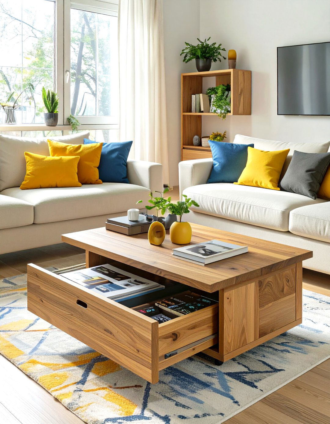 Hidden Storage Coffee Table - 30 small space living room ideas
